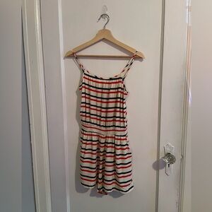 DIVIDED H&M Striped Adjustable Strap Sleeveless Romper with Pockets Size 6